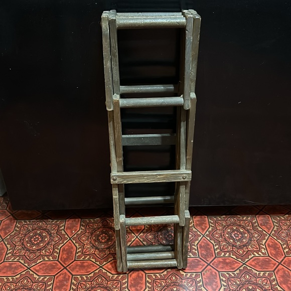 Collapsible Accordian 8 Wine Bottles Rack Vintage Wood Organizer - Picture 11 of 12